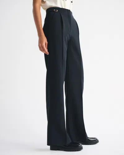 Abercrombie & Fitch A&f Sloane Tailored Hardware Wide Leg Pant In Black