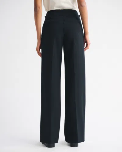 Abercrombie & Fitch A&f Sloane Tailored Hardware Wide Leg Pant In Black