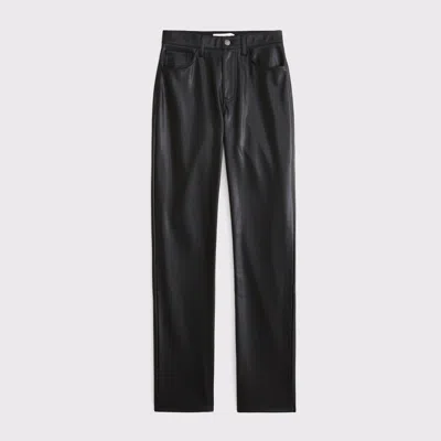 Abercrombie & Fitch Curve Love High Rise 90s Straight Vegan Leather Pant In Black