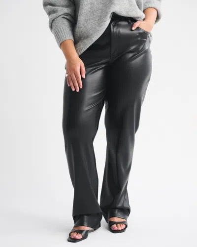Abercrombie & Fitch Curve Love High Rise 90s Straight Vegan Leather Pant In Black