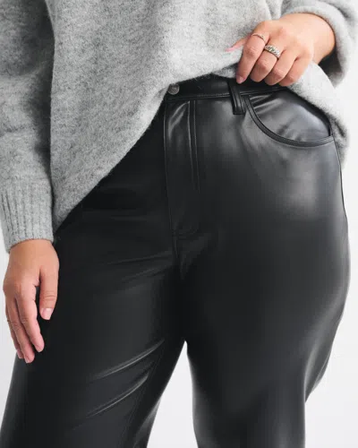 Abercrombie & Fitch Curve Love High Rise 90s Straight Vegan Leather Pant In Black