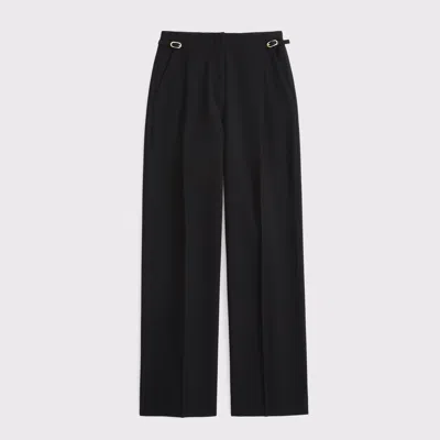 Abercrombie & Fitch Curve Love A&f Sloane Tailored Hardware Wide Leg Pant In Black