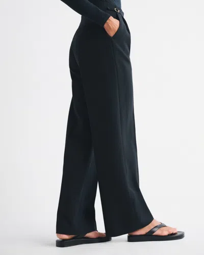 Abercrombie & Fitch Curve Love A&f Sloane Tailored Hardware Wide Leg Pant In Black