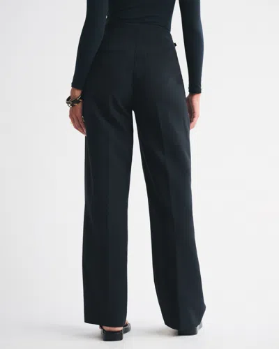 Abercrombie & Fitch Curve Love A&f Sloane Tailored Hardware Wide Leg Pant In Black