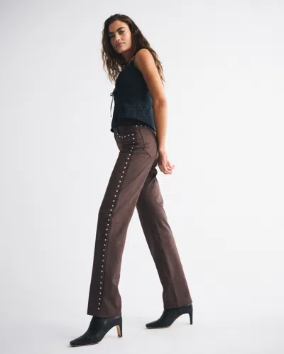 Abercrombie & Fitch High Rise 90s Relaxed Vegan Suede Pant In Brown