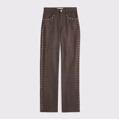 Abercrombie & Fitch High Rise 90s Relaxed Vegan Suede Pant In Brown