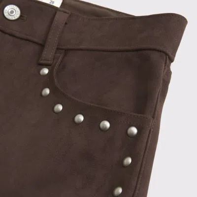Abercrombie & Fitch High Rise 90s Relaxed Vegan Suede Pant In Brown