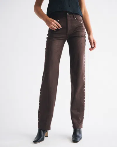 Abercrombie & Fitch High Rise 90s Relaxed Vegan Suede Pant In Brown