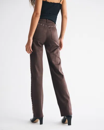 Abercrombie & Fitch High Rise 90s Relaxed Vegan Suede Pant In Brown