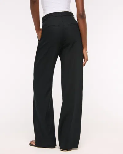 Abercrombie & Fitch A&f Sloane Linen-blend Wide Leg Pant In Black
