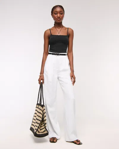Abercrombie & Fitch A&f Sloane Linen-blend Wide Leg Pant In White