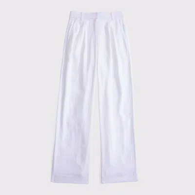 Abercrombie & Fitch A&f Sloane Linen-blend Wide Leg Pant In White