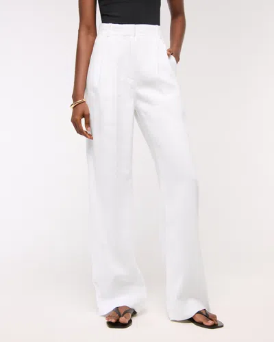 Abercrombie & Fitch A&f Sloane Linen-blend Wide Leg Pant In White