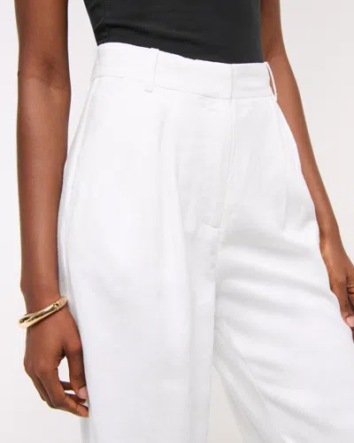 Abercrombie & Fitch A&f Sloane Linen-blend Wide Leg Pant In White