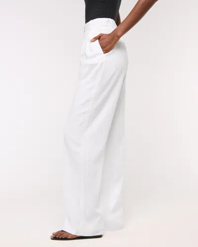 Abercrombie & Fitch A&f Sloane Linen-blend Wide Leg Pant In White