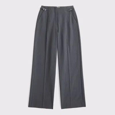Abercrombie & Fitch Curve Love A&f Sloane Tailored Hardware Wide Leg Pant In Gray