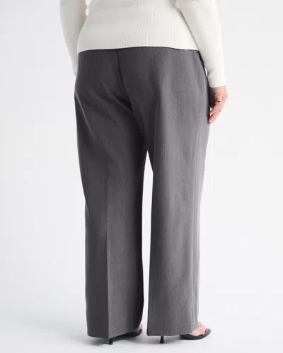 Abercrombie & Fitch Curve Love A&f Sloane Tailored Hardware Wide Leg Pant In Gray
