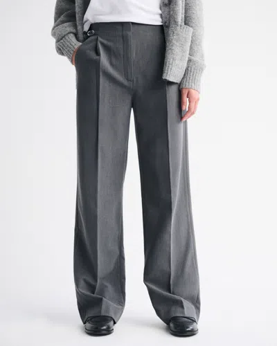 Abercrombie & Fitch A&f Sloane Tailored Hardware Wide Leg Pant In Gray