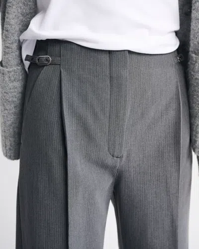 Abercrombie & Fitch A&f Sloane Tailored Hardware Wide Leg Pant In Gray