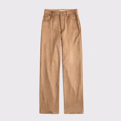 Abercrombie & Fitch High Rise 90s Relaxed Vegan Suede Pant In Brown