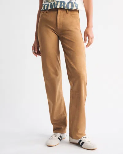 Abercrombie & Fitch High Rise 90s Relaxed Vegan Suede Pant In Brown