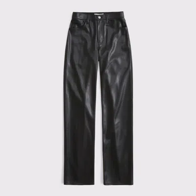 Abercrombie & Fitch High Rise 90s Relaxed Vegan Leather Pant In Black