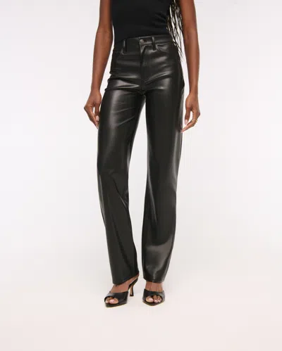 Abercrombie & Fitch High Rise 90s Relaxed Vegan Leather Pant In Black