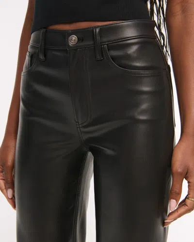 Abercrombie & Fitch High Rise 90s Relaxed Vegan Leather Pant In Black