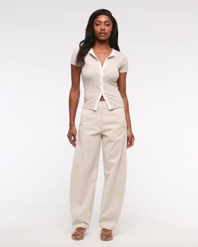 Abercrombie & Fitch Mid Rise Barrel Pant In White