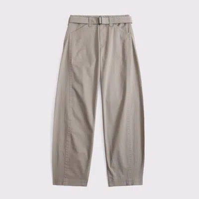 Abercrombie & Fitch Belted Barrel Pant In Gray