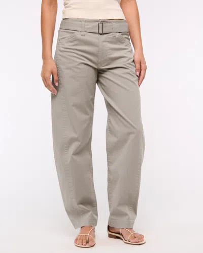 Abercrombie & Fitch Belted Barrel Pant In Gray