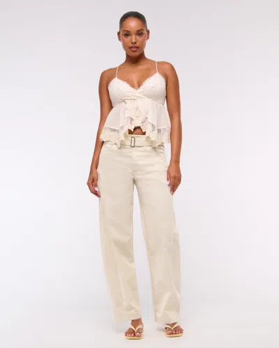 Abercrombie & Fitch Belted Barrel Pant In White