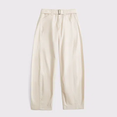 Abercrombie & Fitch Belted Barrel Pant In White