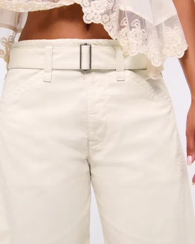 Abercrombie & Fitch Belted Barrel Pant In White