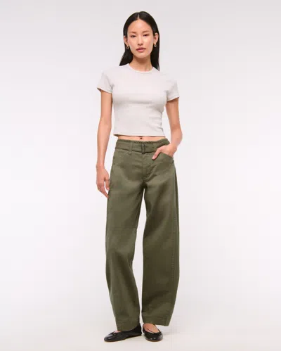 Abercrombie & Fitch Belted Barrel Pant In Green