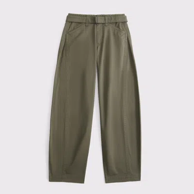 Abercrombie & Fitch Belted Barrel Pant In Green