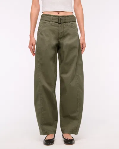 Abercrombie & Fitch Belted Barrel Pant In Green