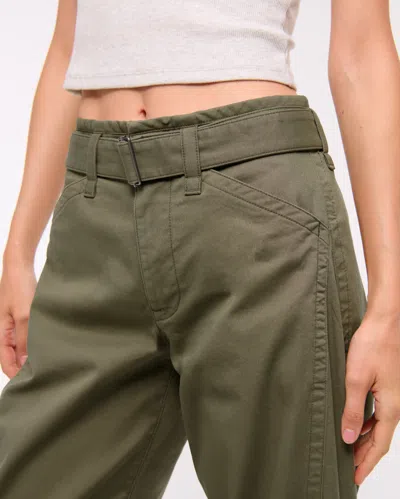 Abercrombie & Fitch Belted Barrel Pant In Green