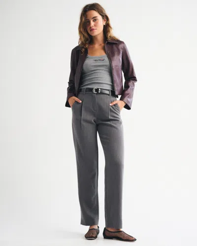 Abercrombie & Fitch A&f Quinn Tailored Straight Pant In Gray