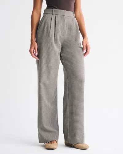 Abercrombie & Fitch Curve Love A&f Sloane Tailored Wide Leg Pant In Brown