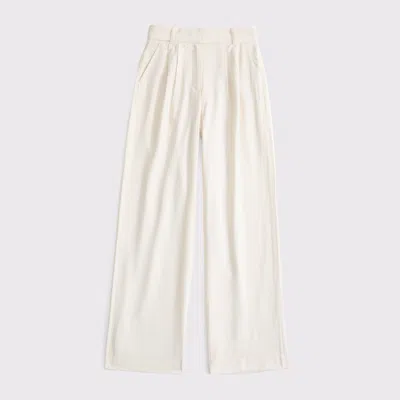 Abercrombie & Fitch A&f Sloane Crepe Tailored Wide Leg Pant In White