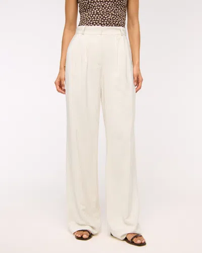 Abercrombie & Fitch A&f Sloane Crepe Tailored Wide Leg Pant In White