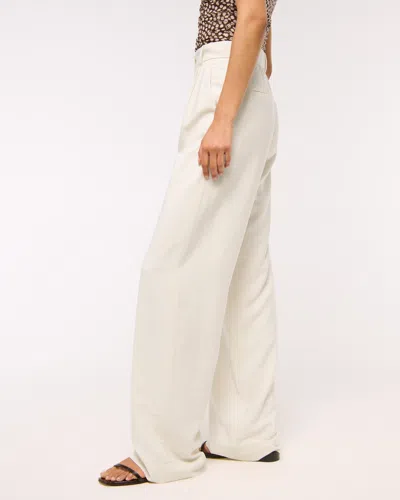 Abercrombie & Fitch A&f Sloane Crepe Tailored Wide Leg Pant In White