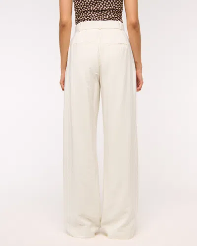 Abercrombie & Fitch A&f Sloane Crepe Tailored Wide Leg Pant In White