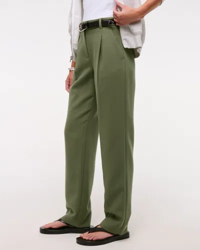 Abercrombie & Fitch A&f Quinn Tailored Straight Pant In Green