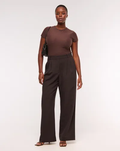 Abercrombie & Fitch A&f Sloane Tailored Wide Leg Pant In Brown