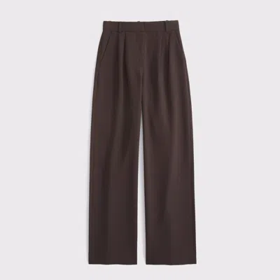 Abercrombie & Fitch A&f Sloane Tailored Wide Leg Pant In Brown