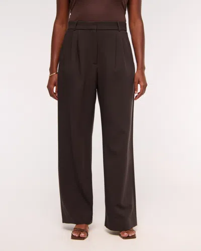 Abercrombie & Fitch A&f Sloane Tailored Wide Leg Pant In Brown
