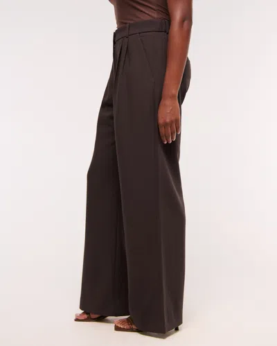 Abercrombie & Fitch A&f Sloane Tailored Wide Leg Pant In Brown