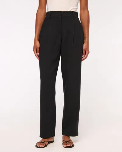 Abercrombie & Fitch Curve Love A&f Quinn Tailored Straight Pant In Black